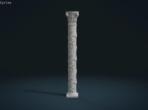 impresión listo columna 3d modelo in monedas insignias 3dexport capitel capital decoración barroco ornamento orgánico vive roca interior exterior botánico tallado antiguo 3d print model - Mito3D