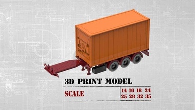 stampabile semi trailer telaio spedizione contenitore scheletro macchina sla fdm printcar Stampa rc giocattolo macchine camion tamiya 3dprint 3d print model - Mito3D
