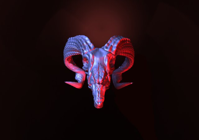 printready goat skull buck salamander devil satan demon hellhound evil cranium braincase head horns baphomet figurine statuette miniatures toy 3D print model - Mito3D