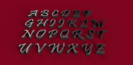 priştine yazı tipi büyük harf küçük 3d harfler stl dosya yazdır model in 3dexport alfabe mektup metin yazmak tip tipleri gadget dekorasyonlar 3dmodel 3dprint 3d print model - Mito3D