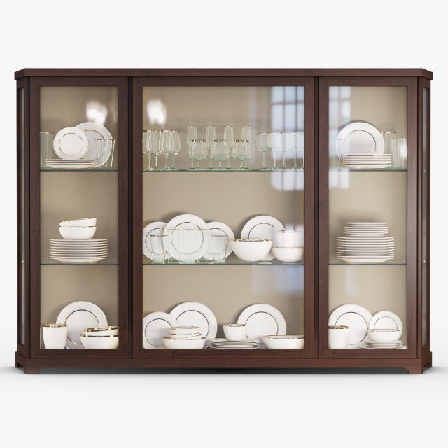 promemoria - nefertiti showcase vray cabinet wood glass glasses dish plate kitchenware storage 3D print model - Mito3D