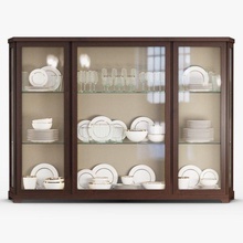 mémorandum Néfertiti vitrine vray cabinet bois verre lunettes plat assiette ustensiles cuisine espace rangement 3d print model - Mito3D