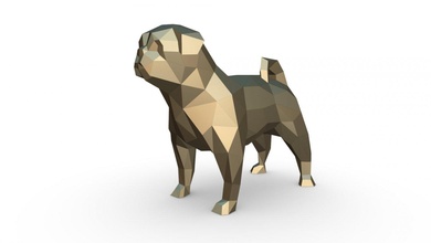 boksör 2 Sanat hediye Yazdır düşük poli 3dprint hayvan dekor heykelcik iç tasarım minyatürler heykel oyuncak karikatür kağıt işi Japon katlama sanatı köpek 3d print model - Mito3D