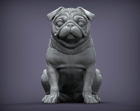 pug 3d impressão modelo in escultura 3dexport cão natureza mamífero animal estatueta lembrança esculpir arte esculturas estátua imprimível 3d print model - Mito3D