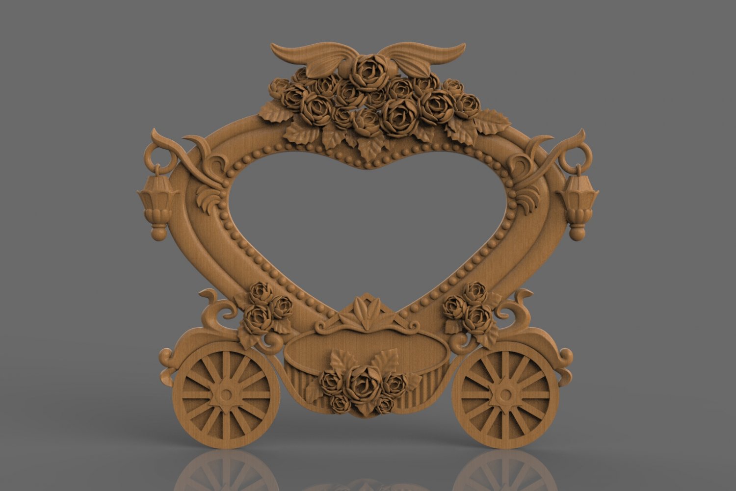 pumpkin carriage photo frame 3d print model in decor 3dexport coach wedding cart hack fiacre clarence stl mirror cnc carving carved gift souvenirs gifts 3D print model - Mito3D