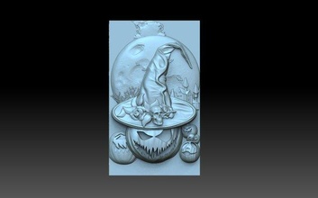 pumpkin halloween horror dark relief witchcraft evil monster cnc panel decoration 3d print model - Mito3D