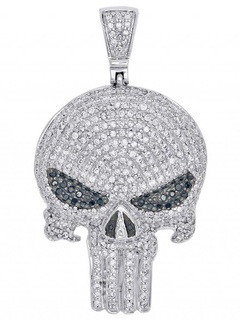punisher skull diamond pendant pendants antique luxury rapper hiphop jewelry necklace gemstone elegant celebrity style jewellery bling gem urban custom vintage 3d print model - Mito3D