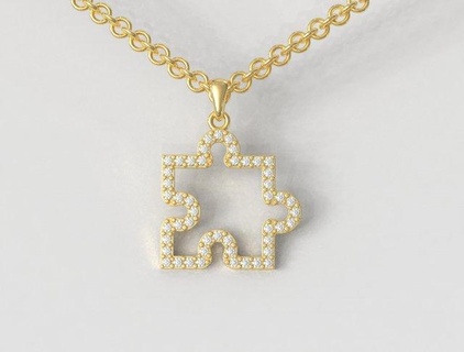 rompecabezas diamante colgante pendiente colgantes paulorani moda Moda moderno plata diamond pendant puzzle necklace adolescente jewelry 3d print model - Mito3D