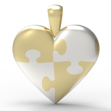 puzzle heart pendant 3d print model gold silver printable fashion jewelry jewellery 3d print model - Mito3D