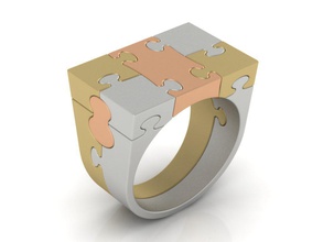 rompecabezas anillo de impresión 3d la modelo oro plata puzzle joyería moda imprimible 3d print model - Mito3D