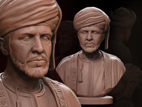 qaboos behälter 3d drucken modell skulptur 3dexport sultan oman arab büste porträt statue figur druckbar könig vae berühmtheit berühmt arabisch muslim islam saudi miniaturen 3d print model - Mito3D