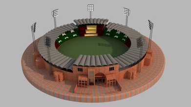qaddafi Grilo estádio esporte Esportes terra dubai arena bastão bola Toque Academia atividade jogos arquitetura construção equipe criket 3d print model - Mito3D