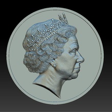 rainha elizabeth medalha alívio 2019 3d impressão modelo in moedas distintivos 3dexport medalhão dinheiro moeda luxo monarca 3d print model - Mito3D