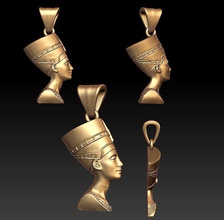 queen nefertiti pendant 3d print model in pendants 3dexport egypt egyptian woman bust ancient pharaoh history profile cleopatra goddess god eygptian female jewelry jewellery necklace 3d print model - Mito3D