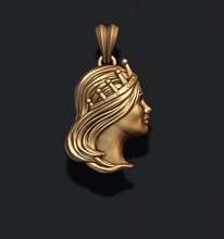 queen pendant 3d print model in pendants 3dexport king jewellery gold silver jewelry heart princess character hair apparel dress clothing woman girl tiara royal female fashion beauty 3d print model - Mito3D