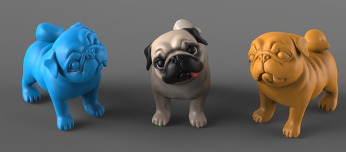 question pug 3d print model in figurines 3dexport puppy figure miniature pet deco 3d print model - Mito3D