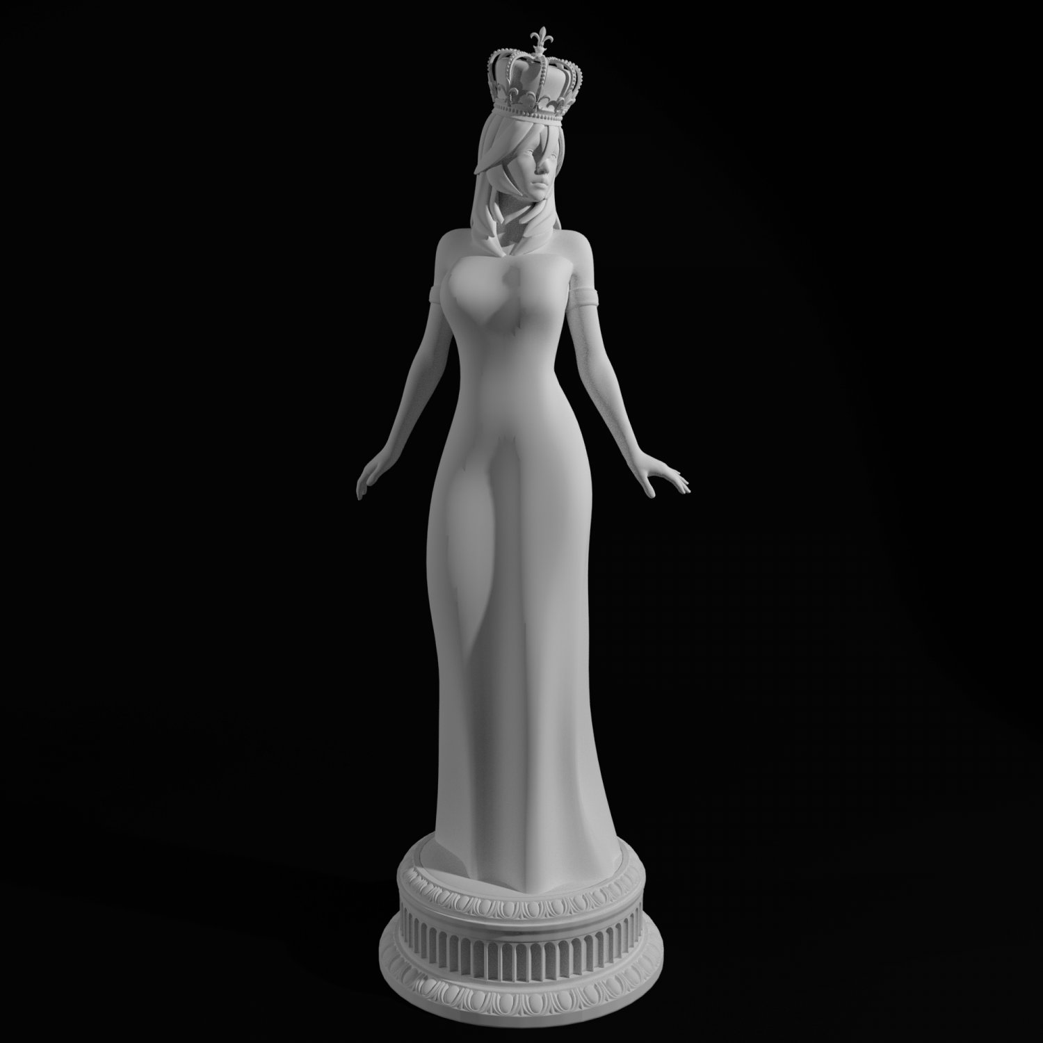 qween chess cnc stl cncmodel 3D print model - Mito3D