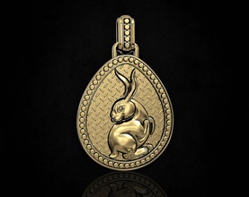 rabbit easter egg pendant 3d printable pendants gold silver platinum sterling women men relief animal bunny eggs jewellry 3d print model - Mito3D