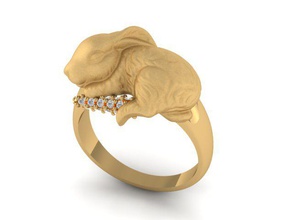 rabbit ring gold gem gemstone neclace pendant 3d earring medal silver jewellery jewel 3d print model - Mito3D