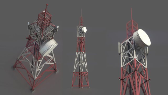 rádio torre aço fio antena tv comunicação satélite militar cidade montanhas phone poli ativos unidade 3d jogos pronto 4k 3D print model - Mito3D
