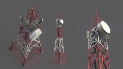 Radio Turm Stahl kabellos Antenne tv Kommunikation Satellit Militar Stadt Berge Telefon poly Anlagegut Einheit 3d Spiel bereit 4k 3d print model - Mito3D