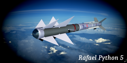 rafael python 5 3d modell projektile 3dexport rakete israel verteidigung ziel explosiv seitenwickler ballistisch aam patriot israelisch vympel gaza krieg luft kämpfer militär 3d print model - Mito3D