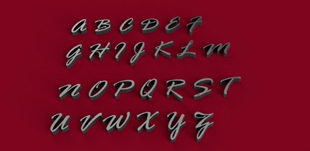 rage italic font uppercase lowercase 3d letters stl file print model in 3dexport alphabet letter text type fonts write decorations gadget 3dmodel 3dprint 3d print model - Mito3D