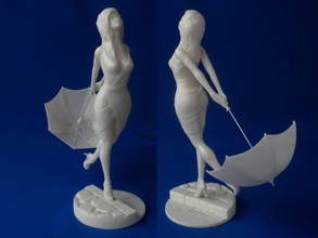 regen is frei 3d drucken modell skulptur 3dexport weiblich figur mädchen dame frau charakter miniatur regenschirm person 3d print model - Mito3D