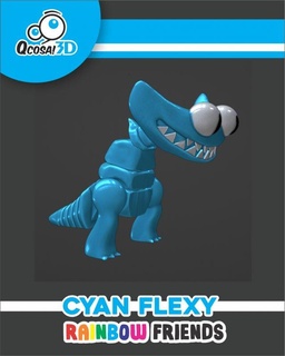 rainbow friends cyan flexy monsters & creatures character called articulated 3d print model - Mito3D