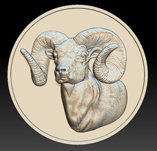 ram coin - relief 2020 art animal nature wildlife zoo fauna gold money dollar cash coins badges medal coin-badges medallion 3d print model - Mito3D