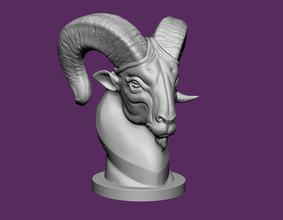 ram tête imprimable 3d impression modèle in animaux 3dexport bélier zodiaque klaxon cornes mouton oveja statue cool 3d print model - Mito3D