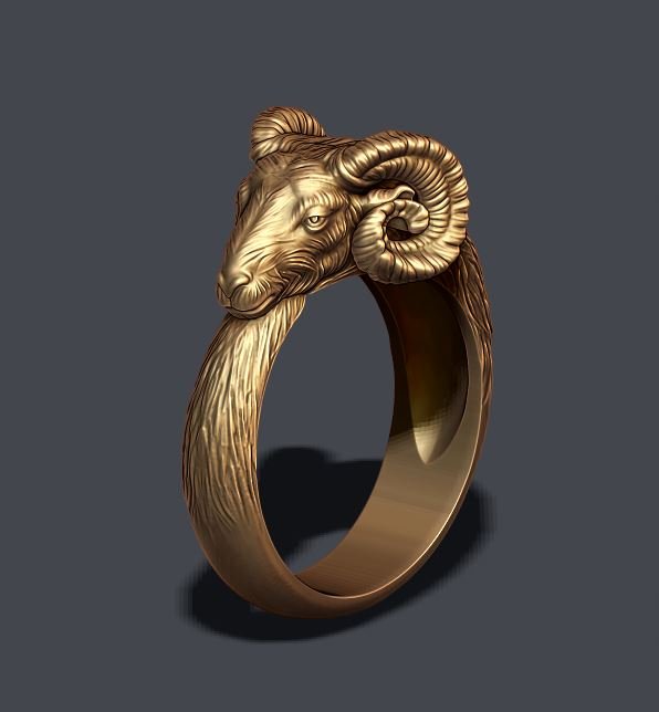 ram anneau bijoux la nature de l'anneau d'argent chèvre les moutons viande mouton zodiaque horoscope vampa muflon animaux compagnie corne sabot laine animal pied-de-coq le zoo 3D print model - Mito3D
