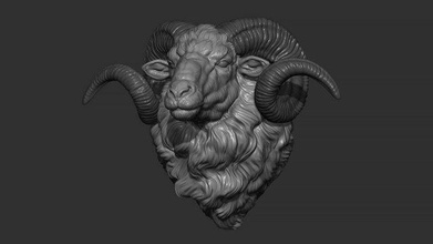 RAM mouton tête bélier zodiaque mouflon art sculpture statue animal nature figure fourrure imprimable cnc bijoux pendentifs mammifère 3d print model - Mito3D