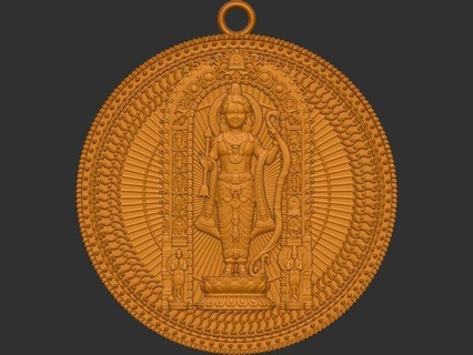ramlala loket moneda monedas insignias Arte diseño RAM pendiente personaje Insignia templos hindú Dios Ganesha Buda jugar 3d print model - Mito3D