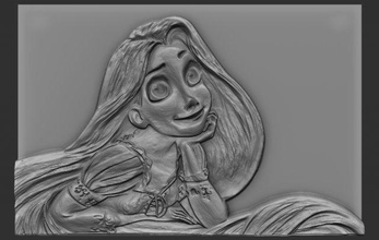rapunzel alivio 3d impresión modelo in 3dexport relieves relieve dibujos animados 3dtable 3dtableau 3dprint 3dprinted 3dprinting 3d print model - Mito3D