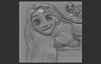 rapunzel alivio relieves modelo relieve dibujos animados 3dtable 3dtableau 3dprint 3dprinting 3dprinted 3d print model - Mito3D