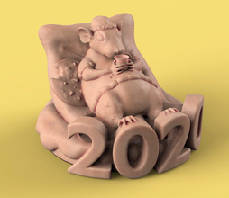 rat 2020 3d impression modèle in sculpture 3dexport nouvel an heureux sculptures 3d print model - Mito3D