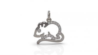 rat pendentif 23 or bijou bijoux argent imprimable diamant femme mode mariage solitaire saphir rubis Collier l'amour 3d print model - Mito3D