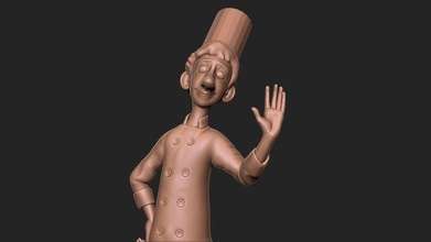 ratatouille cocinero 3d impresión modelo in figuritas 3dexport dibujos animados personaje hombre toon cocina cocinar restringido pasta linguini remy obj stl zbrush miniaturas 3d print model - Mito3D