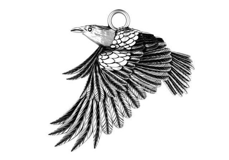 raven pendant pendants crow pendant- jewelry jewel bird 3d print model - Mito3D