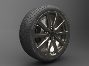 realistic tire wheel 4 car auto vehicle ruber rice 3d print model - Mito3D