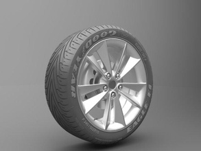 realista pneu roda 5 carro auto veículo Ruber arroz 3d print model - Mito3D