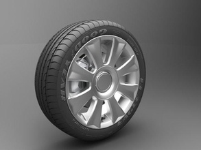 realistic tire wheel 7 car auto vehicle ruber rice 3d print model - Mito3D