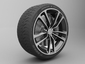 realistic tire wheel 8 car auto vehicle ruber rice 3d print model - Mito3D