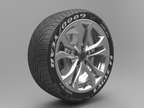 realistic tire wheel 9 car auto vehicle ruber rice 3d print model - Mito3D