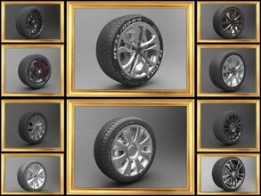 realistic tire wheel collections 3d model in parts of auto 3dexport car vehicle ruber rice 3d print model - Mito3D