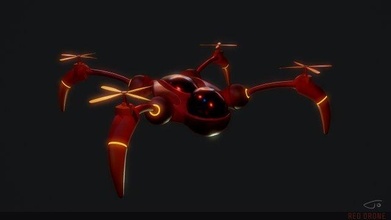 rosso drone droni scifi città veicolo innocuo pronto per gioco pacchetto unitario fbx obj lowpoly 3d print model - Mito3D