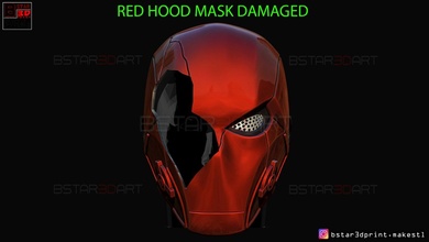 red hood mask damaged - titans season 3 dc comics cosplay 3d print model redhood helmet costume halloween games knight super heros 2021 redhoodmask redhoodhelmet toys 3d print model - Mito3D