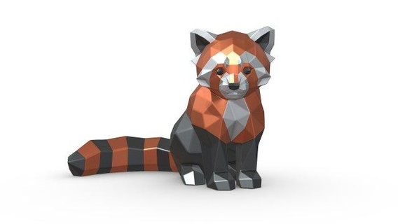 kırmızı panda hayvanlar 3dprinted Sanat hediye Yazdır düşük poli 3dprint hayvan dekor iç tasarım minyatürler heykel oyuncak 3d print model - Mito3D