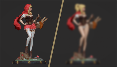 kırmızı binme başlık heykel stl 3d yazdır model in kadın 3dexport seksi sıcak kız karakter klasik kurt vücut minyatürler şirin yeşil figürinler 3d print model - Mito3D